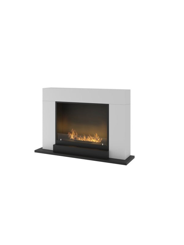 Camino A Bioetanolo Ottaviano | Freestanding Con Doppio Ripiano In Legno, ø 40xH67,5 Cm, Design Italiano