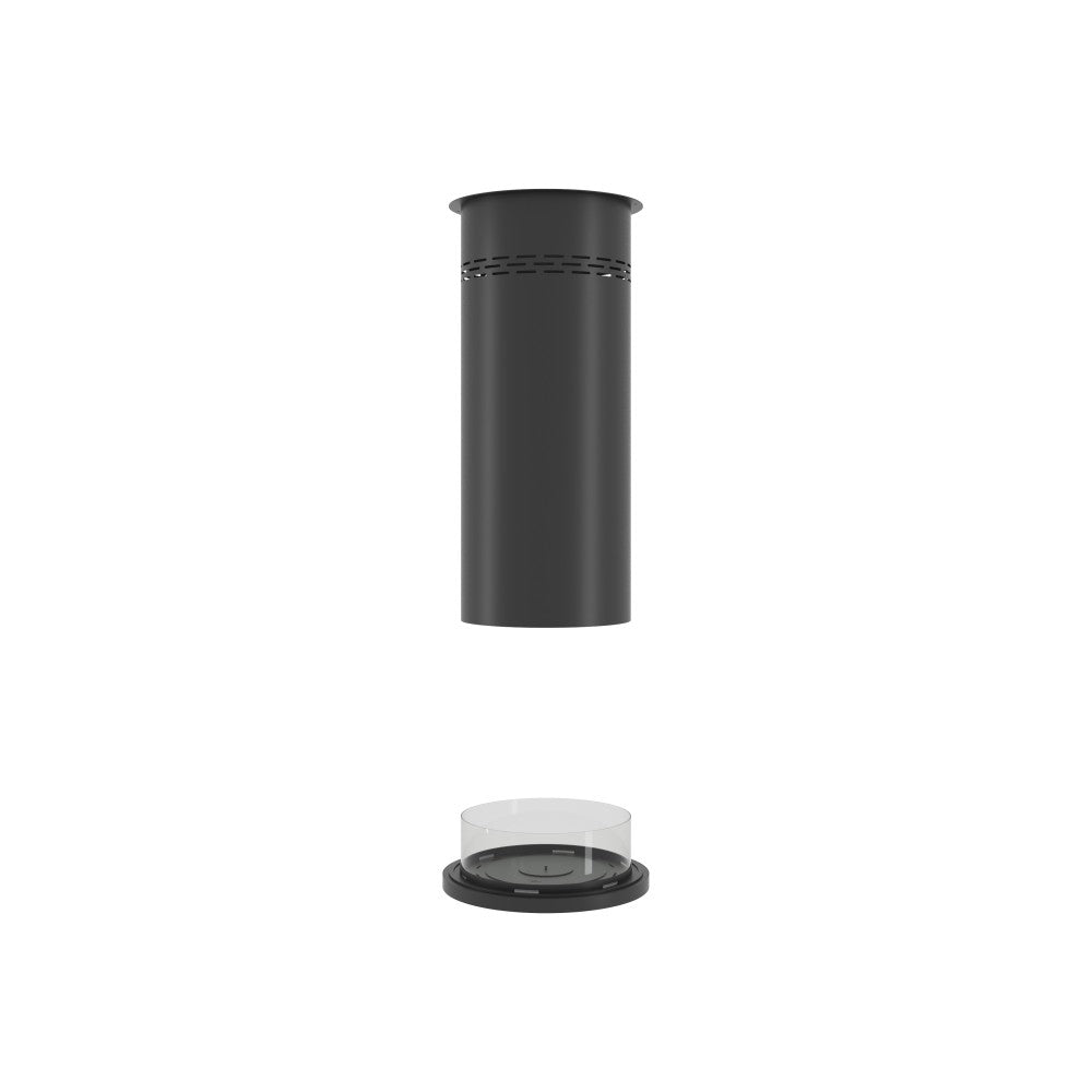 Camino a Bioetanolo da appoggio Inround - Biocamino nero da terra con canna fumaria d.95cm