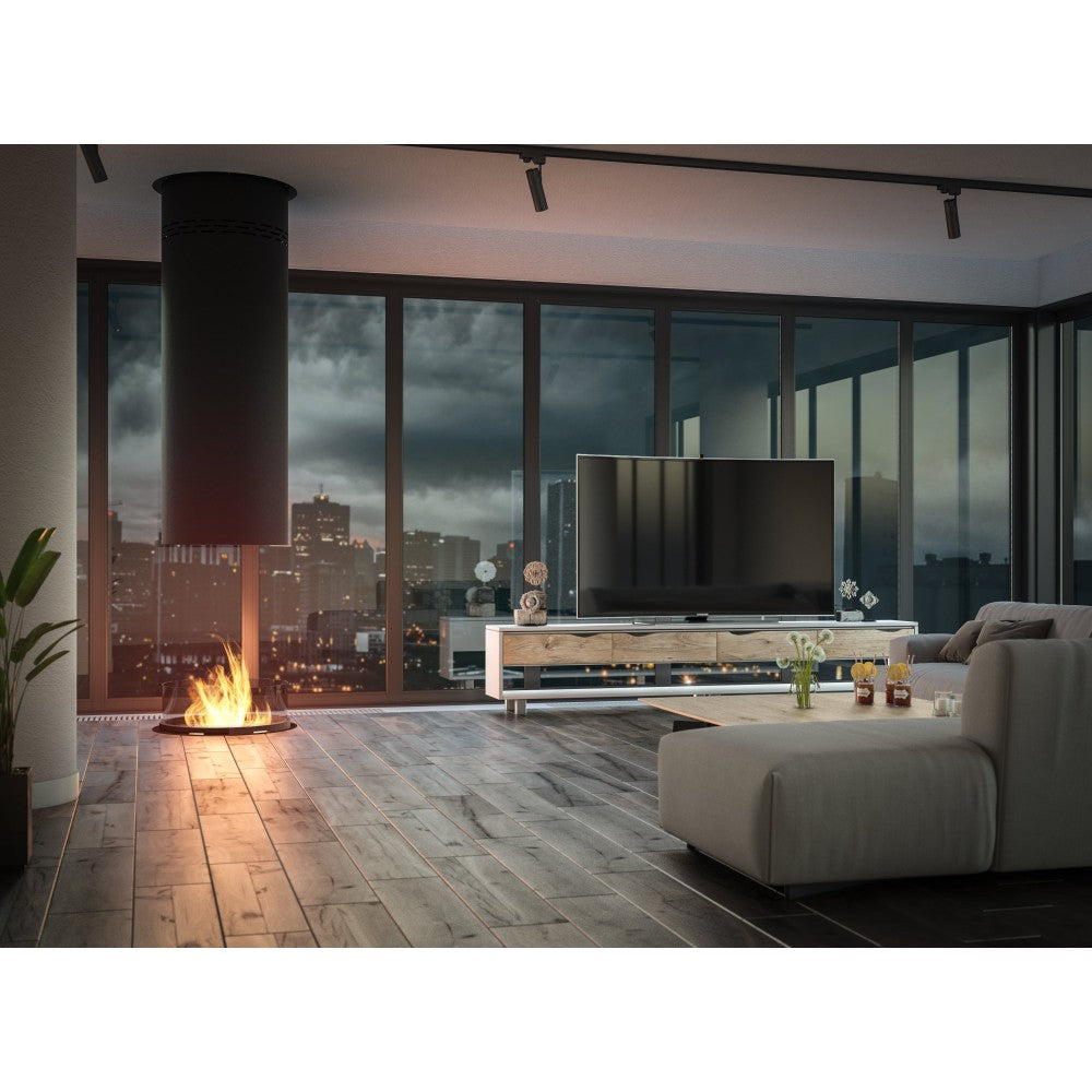 Camino a Bioetanolo da appoggio Inround - Biocamino nero da terra con canna fumaria d.95cm