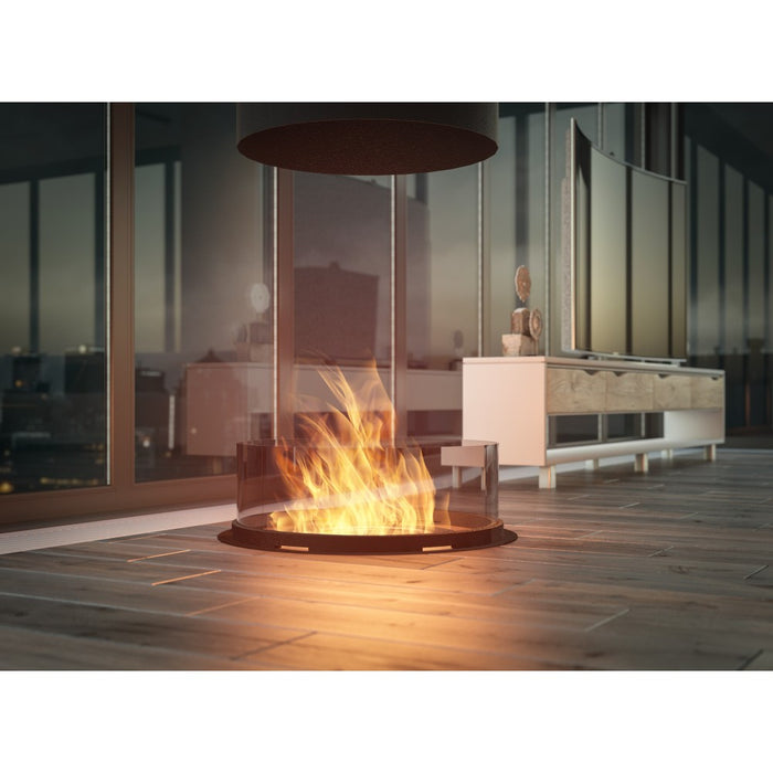 Camino a Bioetanolo da appoggio Inround - Biocamino nero da terra con canna fumaria d.95cm