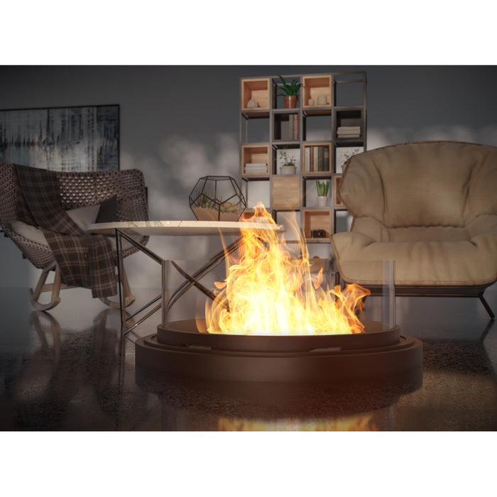 Camino a Bioetanolo da appoggio Inround - Biocamino nero da terra con canna fumaria d.95cm