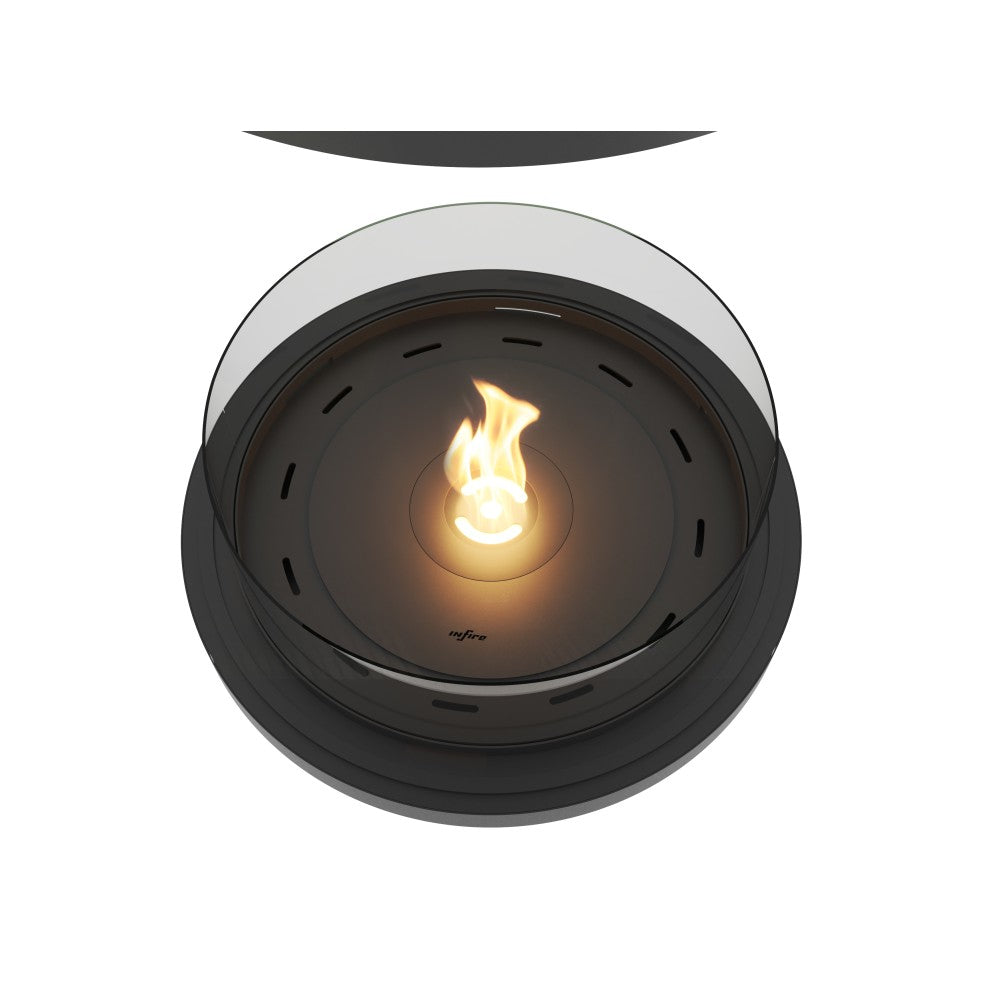 Camino a Bioetanolo da appoggio Inround - Biocamino nero da terra con canna fumaria d.95cm