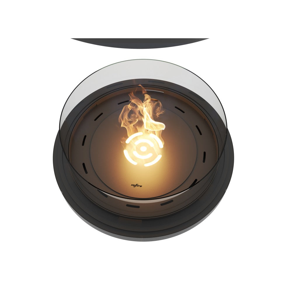 Camino a Bioetanolo da appoggio Inround - Biocamino nero da terra con canna fumaria d.95cm