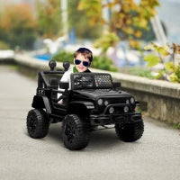 Macchina Elettrica per Bambini 3-6 Anni da 12V con Telecomando, Fari e Clacson, 100x64.2x71 cm, Nero