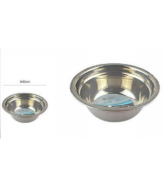Insalatiera Ciotola Coppa Bacinella Scodella Inox Fondo Piano Cucina 32 Cm         