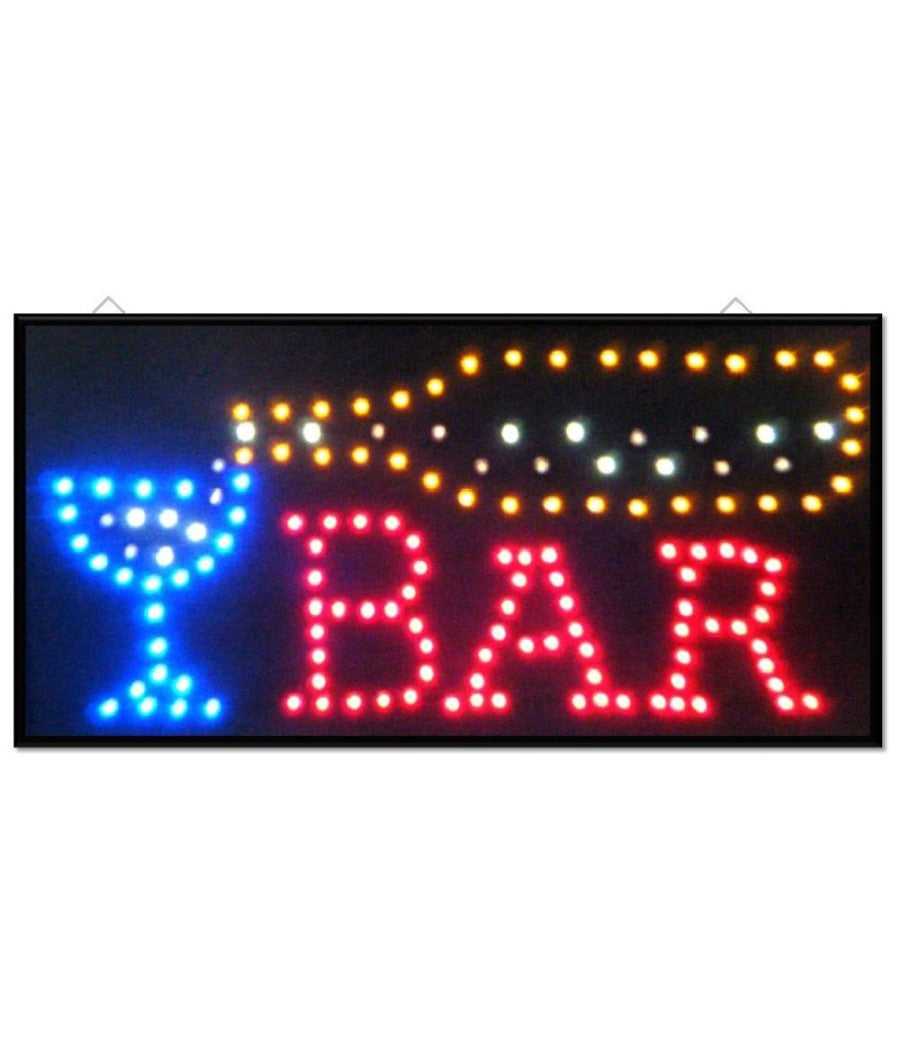 Insegna Luminosa A Led Con Scritta Bar Con Ganci 50x25 Cm 220v         