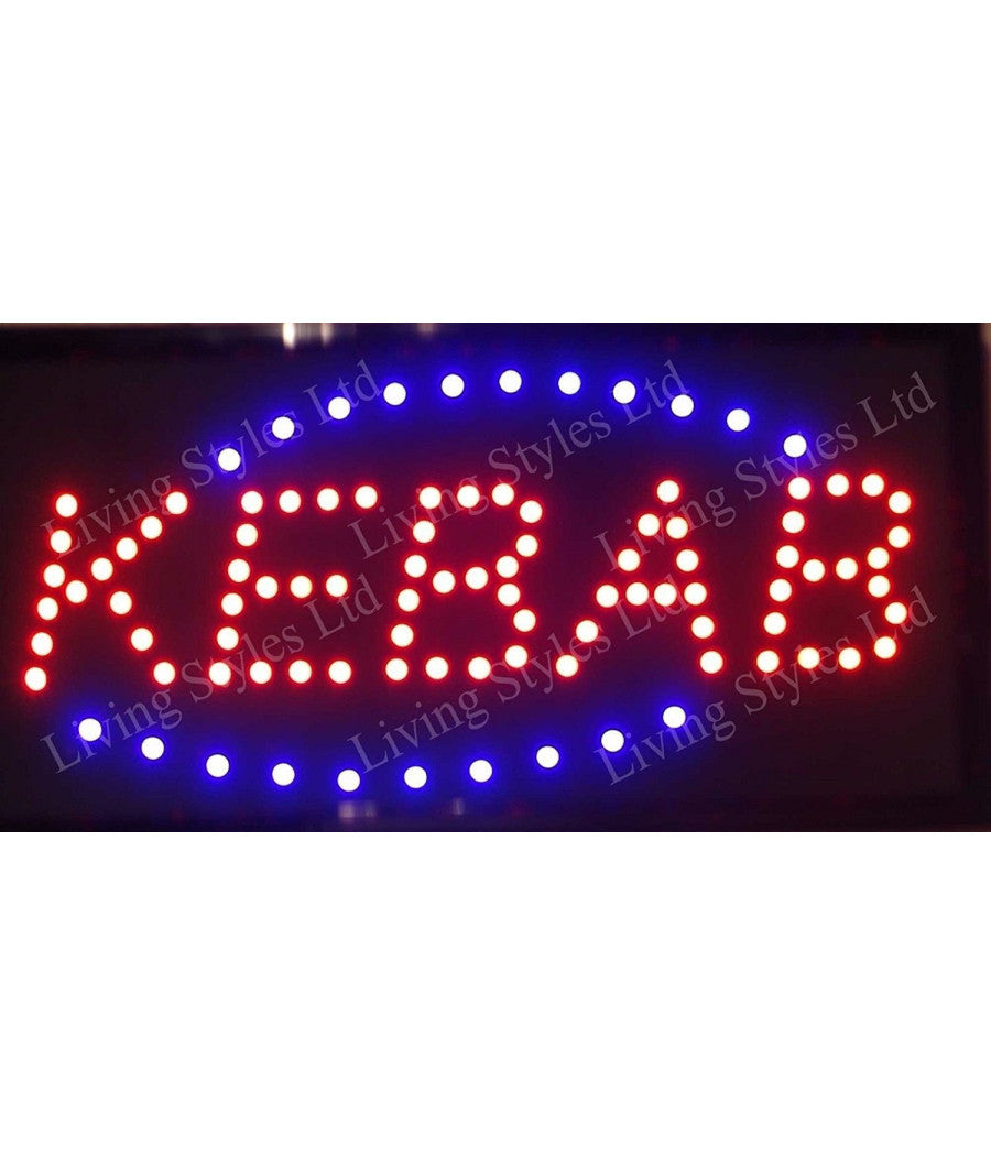Insegna Luminosa A Led Con Scritta Kebab Con Ganci 50 X 25 Cm 220v         