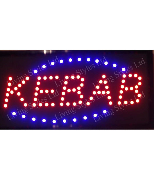 Insegna Luminosa A Led Con Scritta Kebab Con Ganci 50 X 25 Cm 220v         