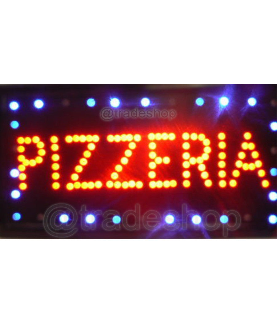 Insegna Luminosa A Led Con Scritta Pizzeria Per Ristoranti E Bar 50 X 25 Cm         