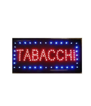 Insegna Luminosa A Led Con Scritta Tabacchi Per Negozio Tabaccheria 48,5x25,5cm         