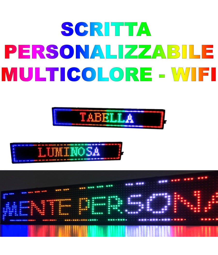 Insegna Luminosa A Led Scritta Personalizzata Scorrevole Tabella 200 X 40 Cm         