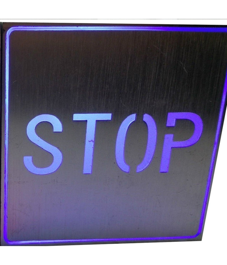 Insegna Tabella A Led Con Scritta Testo Stop Luminosa Luce Blu Da Parete Muro 1w         