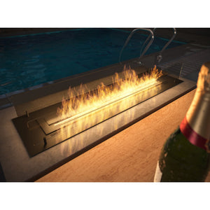 Camino a Bioetanolo da Incasso o appoggio Insert Black 1200 - Biocamino nero sottile con due vetri, Serbatoio 3l - 120cm