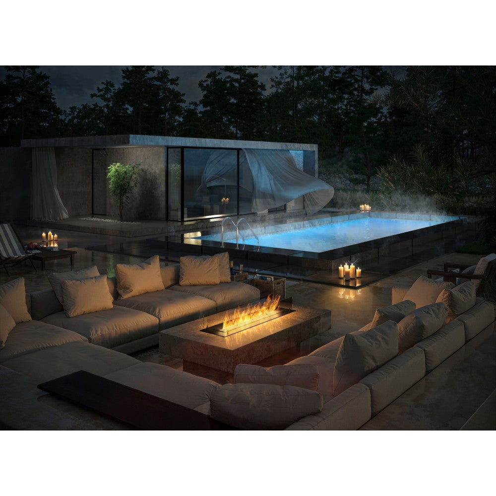 Camino a Bioetanolo da Incasso o appoggio Insert Black 1200 - Biocamino nero sottile con due vetri, Serbatoio 3l - 120cm