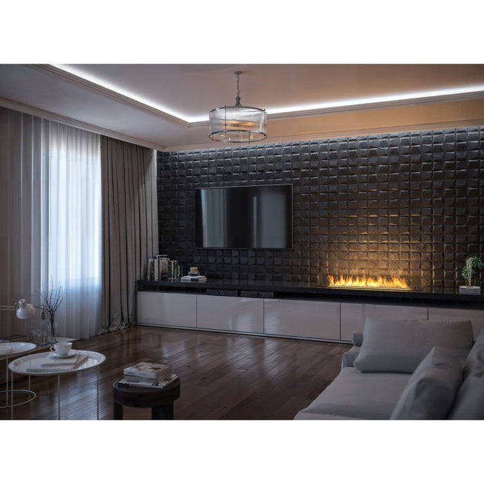 Camino a Bioetanolo da Incasso o appoggio Insert Black 1200 - Biocamino nero sottile con due vetri, Serbatoio 3l - 120cm