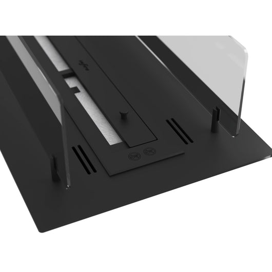 Camino a Bioetanolo da Incasso o appoggio Insert Black 600 - Biocamino nero sottile con due vetri, Serbatoio 1l - 60cm