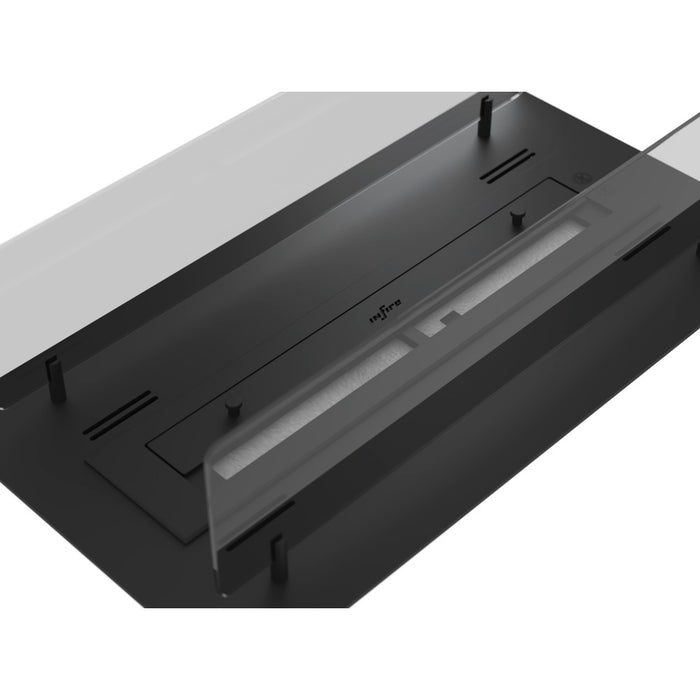 Camino a Bioetanolo da Incasso o appoggio Insert Black 600 - Biocamino nero sottile con due vetri, Serbatoio 1l - 60cm