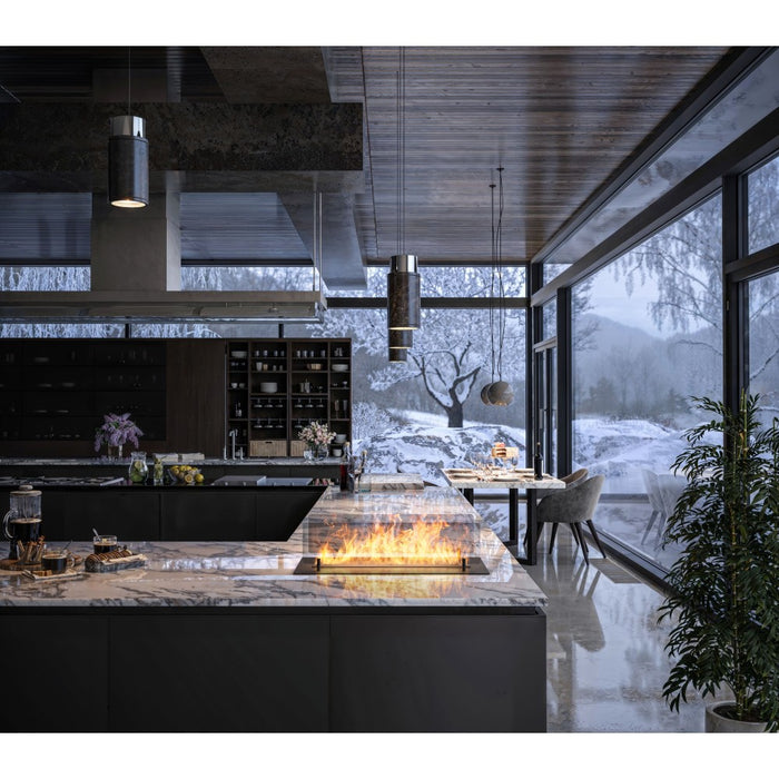 Camino a Bioetanolo da Incasso o appoggio Insert Black 600 - Biocamino nero sottile con due vetri, Serbatoio 1l - 60cm