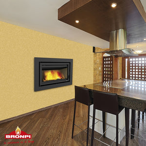 Inserto Camino Doppia Combustione 980x650 Bronpi Florida-P Refrattario 14 KW