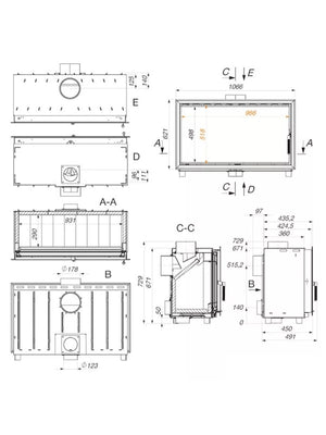 Inserto per camino a cassetta - Into 100х62 ECO