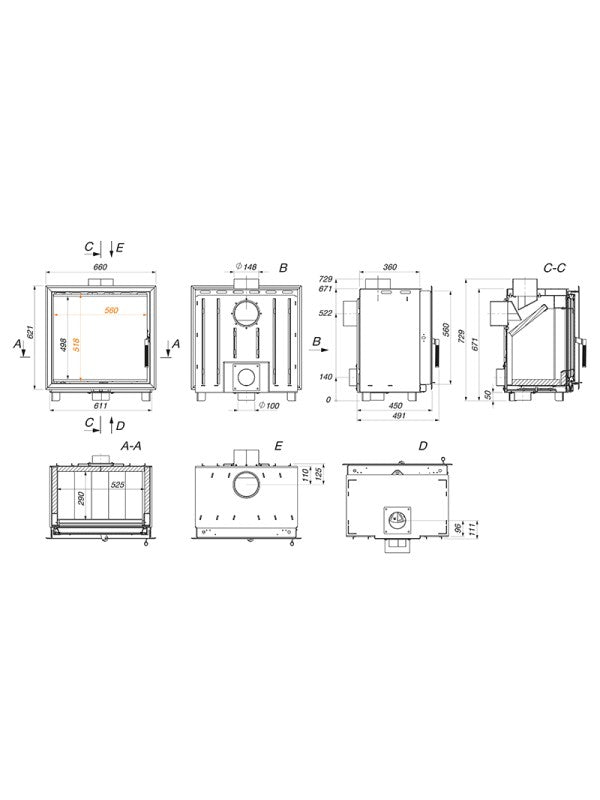 Inserto per camino a cassetta - Into 60х62 ECO