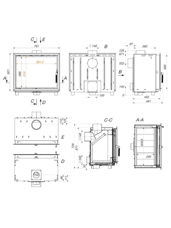 Inserto per camino a cassetta - Into 70х62 ECO