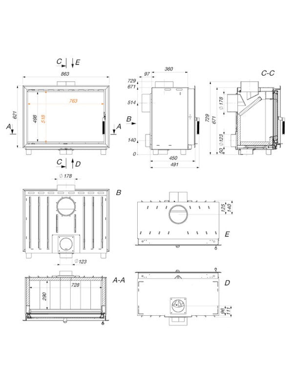 Inserto per camino a cassetta - Into 80х62 ECO