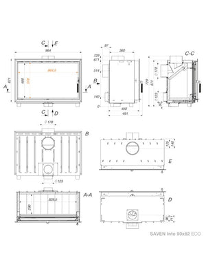 Inserto per camino a cassetta - Into 90х62 ECO