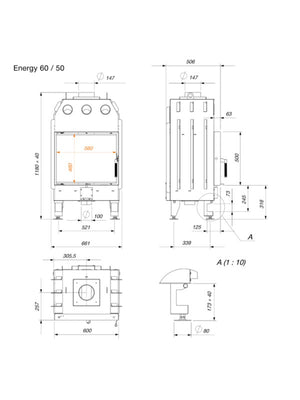 Inserto per camino a legna - Energy 60x50 (14,5 kW) ECO
