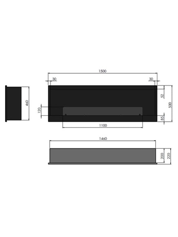 Caminetto a Bioetanolo INSIDE 1500 Infire da incasso con Vetro
