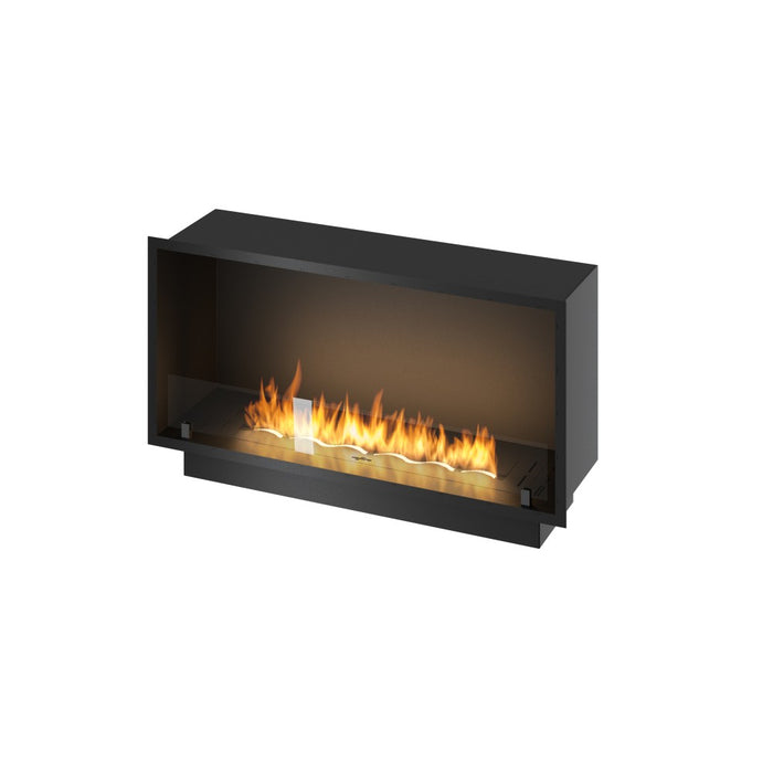 Caminetto a Bioetanolo Inside Black 1000 da Incasso - Nero Opaco, con Vetro, Bruciatore 3L, Design Moderno