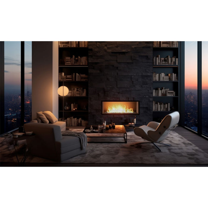 Caminetto a Bioetanolo Inside Black 1000 da Incasso - Nero Opaco, con Vetro, Bruciatore 3L, Design Moderno