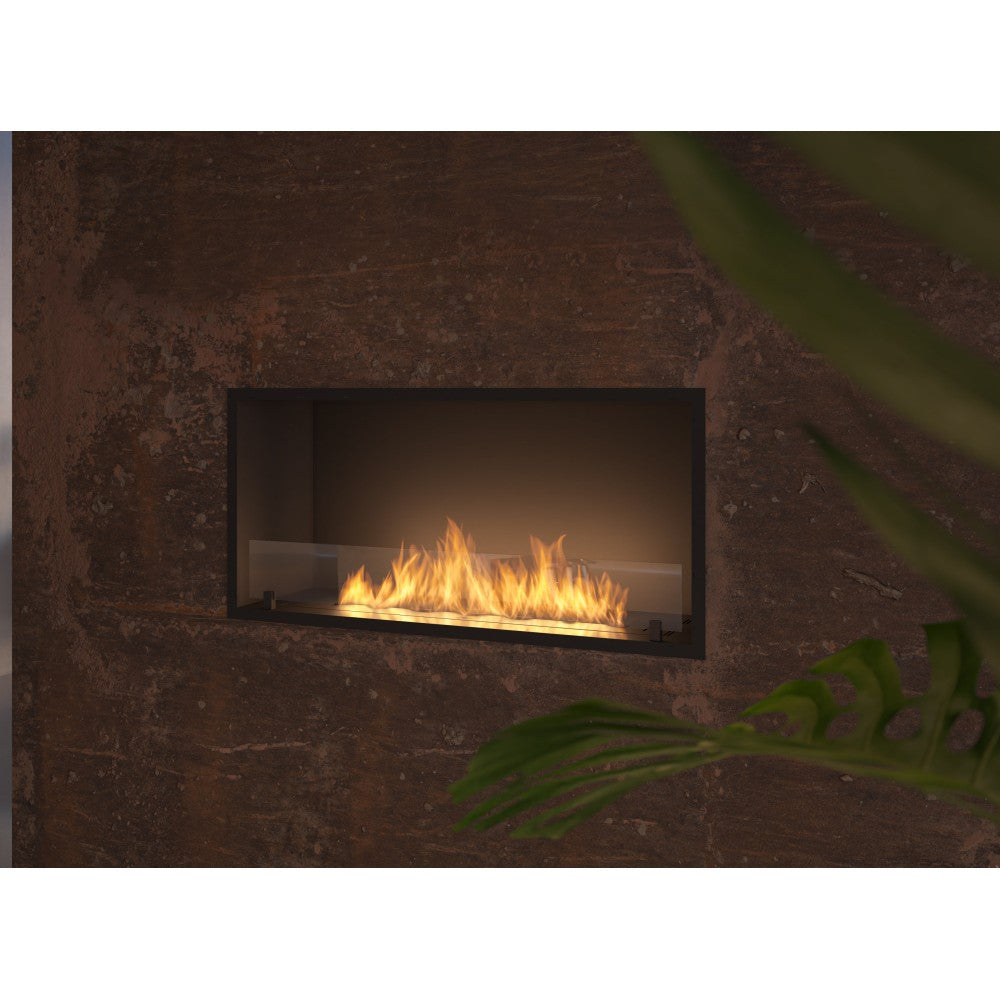 Caminetto a Bioetanolo Inside Black 1000 da Incasso - Nero Opaco, con Vetro, Bruciatore 3L, Design Moderno