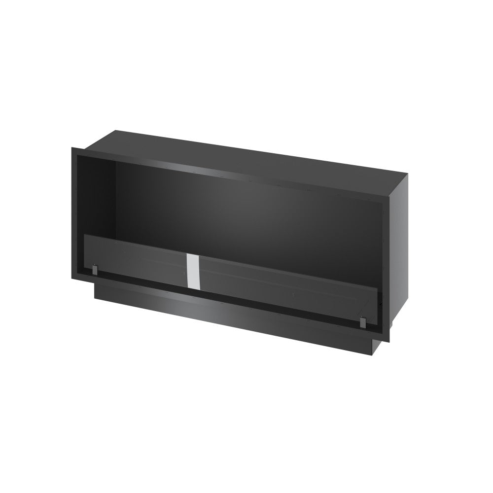 Caminetto a Bioetanolo Inside Black 1200 da Incasso - Nero Opaco, con Vetro, Bruciatore 4L, Design Moderno