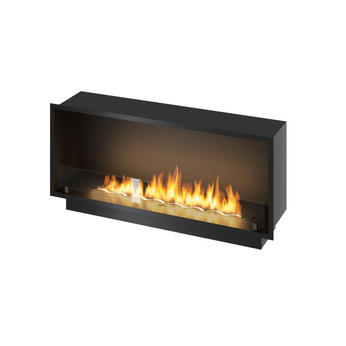Caminetto a Bioetanolo Inside Black 1200 da Incasso - Nero Opaco, con Vetro, Bruciatore 4L, Design Moderno