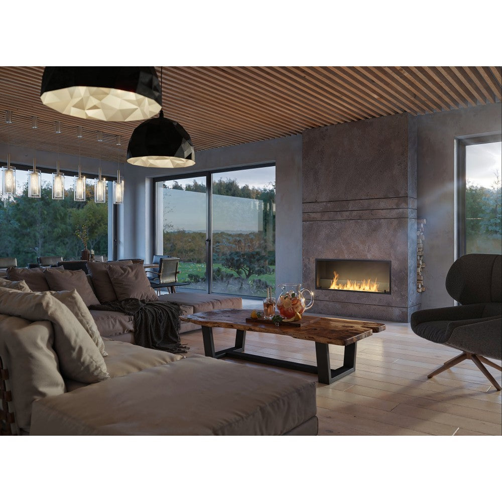 Caminetto a Bioetanolo Inside Black 1200 da Incasso - Nero Opaco, con Vetro, Bruciatore 4L, Design Moderno