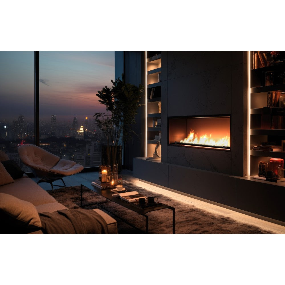 Caminetto a Bioetanolo Inside Black 1200 da Incasso - Nero Opaco, con Vetro, Bruciatore 4L, Design Moderno