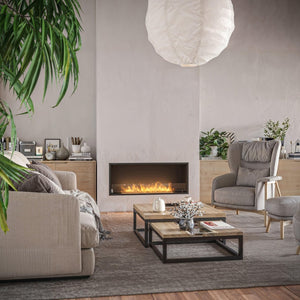 Caminetto a Bioetanolo Inside Black 1200 da Incasso - Nero Opaco, con Vetro, Bruciatore 4L, Design Moderno