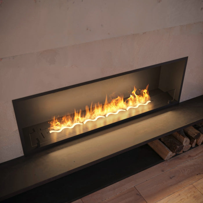 Caminetto a Bioetanolo Inside Black 1500 da Incasso - Nero Opaco, con Vetro, Bruciatore 5L, Design Moderno