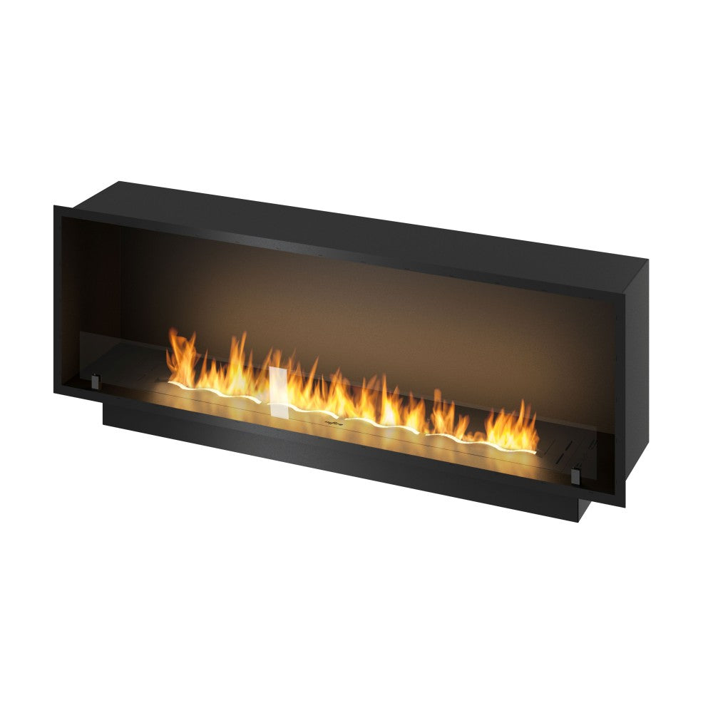 Caminetto a Bioetanolo Inside Black 1500 da Incasso - Nero Opaco, con Vetro, Bruciatore 5L, Design Moderno