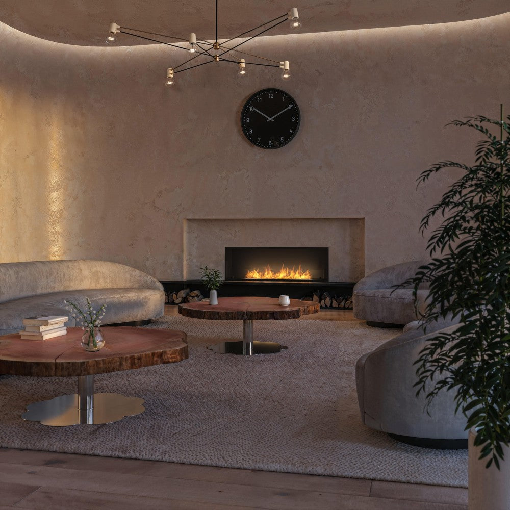 Caminetto a Bioetanolo Inside Black 1500 da Incasso - Nero Opaco, con Vetro, Bruciatore 5L, Design Moderno