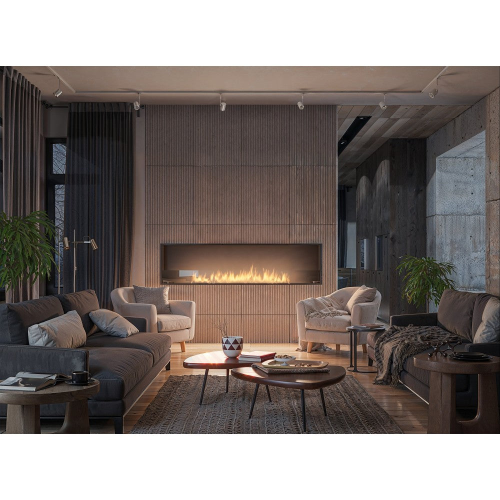 Caminetto a Bioetanolo Inside Black 2000 da Incasso - Nero Opaco, con Vetro, Bruciatore 6L, Design Moderno