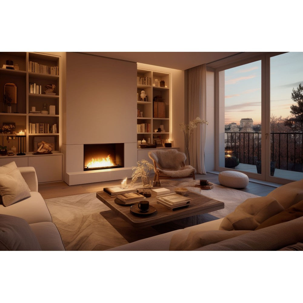 Caminetto a Bioetanolo Inside Black 800 da Incasso - Nero Opaco, con Vetro, Bruciatore 1L, Design Moderno