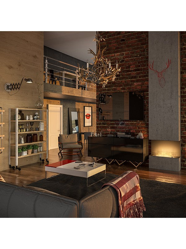 Caminetto a Bioetanolo Da Incasso di Design C800 V1 con Vetro Aperto su 3 Lati Bruciatore da 0,7 Litri