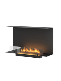 Caminetto a Bioetanolo Da Incasso di Design C800 V1 con Vetro Aperto su 3 Lati Bruciatore da 0,7 Litri