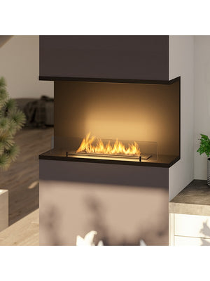 Caminetto a Bioetanolo Da Incasso di Design C800 V2 con Vetro Aperto su 3 Lati Bruciatore da 0,7 Litri