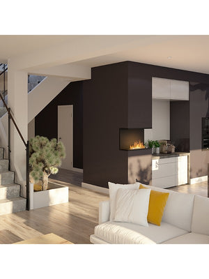 Caminetto a Bioetanolo Da Incasso di Design C800 V2 con Vetro Aperto su 3 Lati Bruciatore da 0,7 Litri