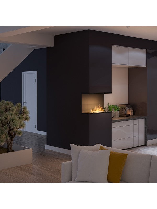 Caminetto a Bioetanolo Da Incasso di Design C800 V2 con Vetro Aperto su 3 Lati Bruciatore da 0,7 Litri