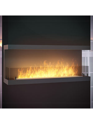 Caminetto a Bioetanolo Da Incasso di Design C1200 V.3 con Vetro Aperto su 3 Lati Bruciatore da 3 Litri