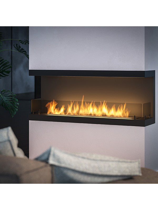 Caminetto a Bioetanolo Da Incasso di Design C1200 V.3 con Vetro Aperto su 3 Lati Bruciatore da 3 Litri